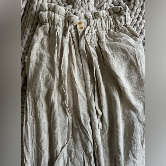 NWOT- Thread & Supply- Linen Blend Paper Bag Wide Leg Pants (Wheat)- Size XXS - Picture 3 of 8